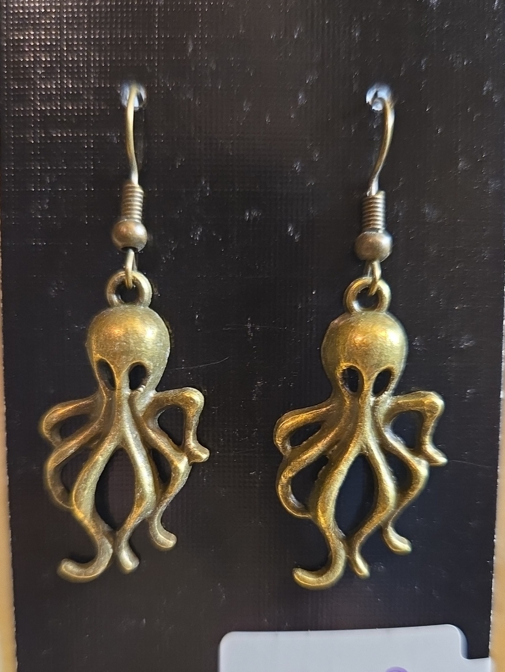 Octopus Drop Earrings in Antique Gold - Women Jewelry